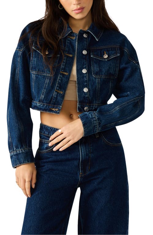 Steve Madden Brixton Crop Denim Jacket In Blue