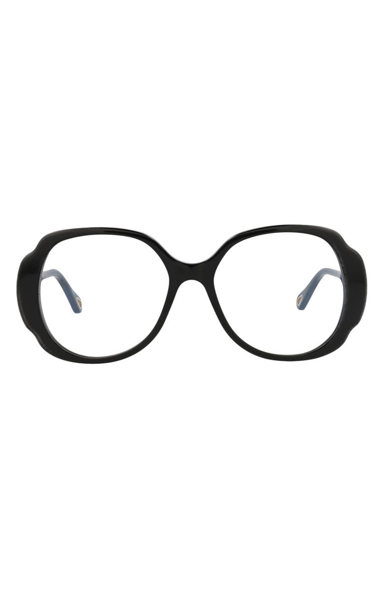 Chloé 53mm Round Optical Frames, Main, color, Black Black Transparent