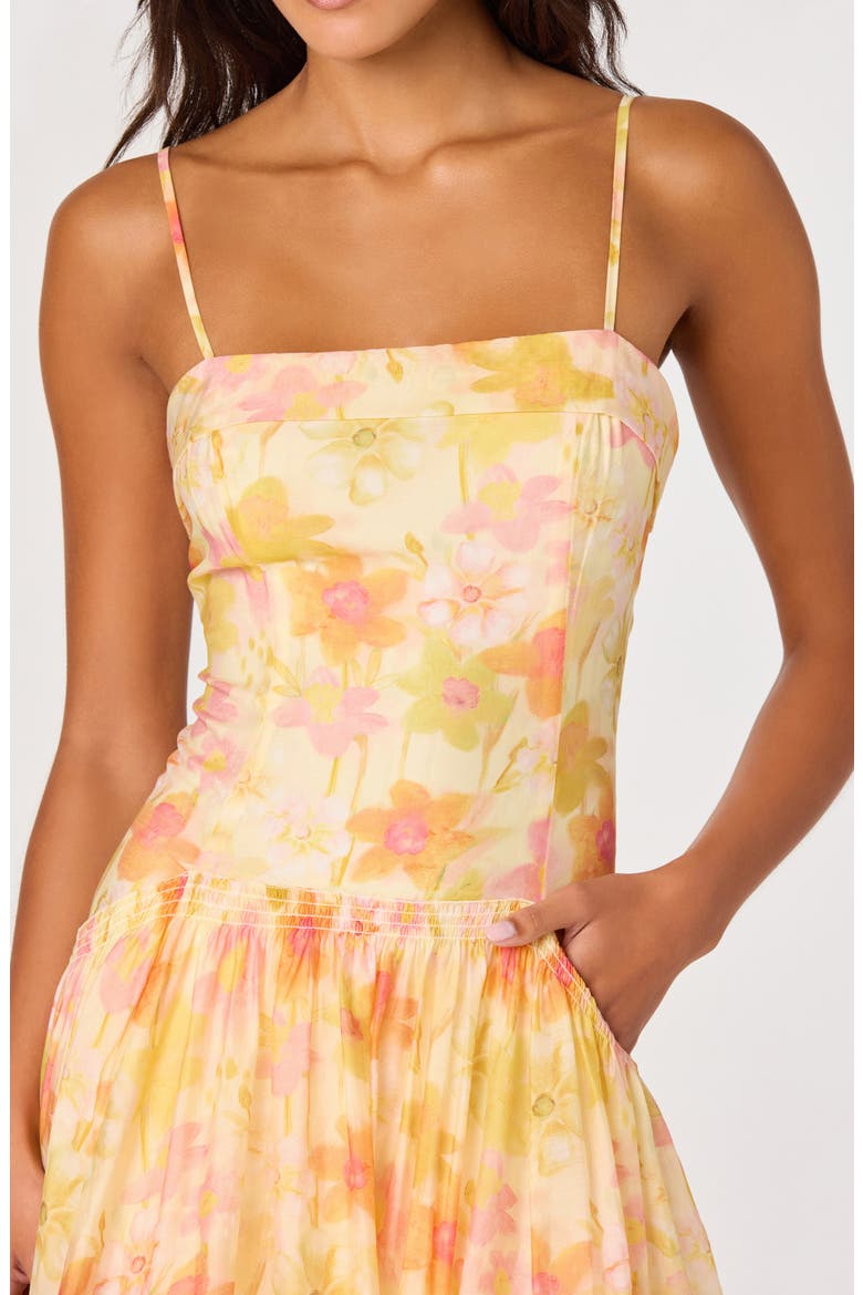 Ovina Floral Chiffon Midi Dress, Alternate, color, YELLOW FLORAL