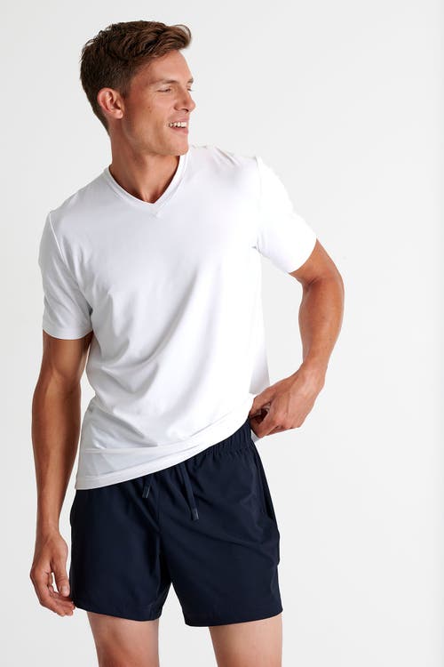 Shan Classic Fit Stretch Swim Trunks In Navy
