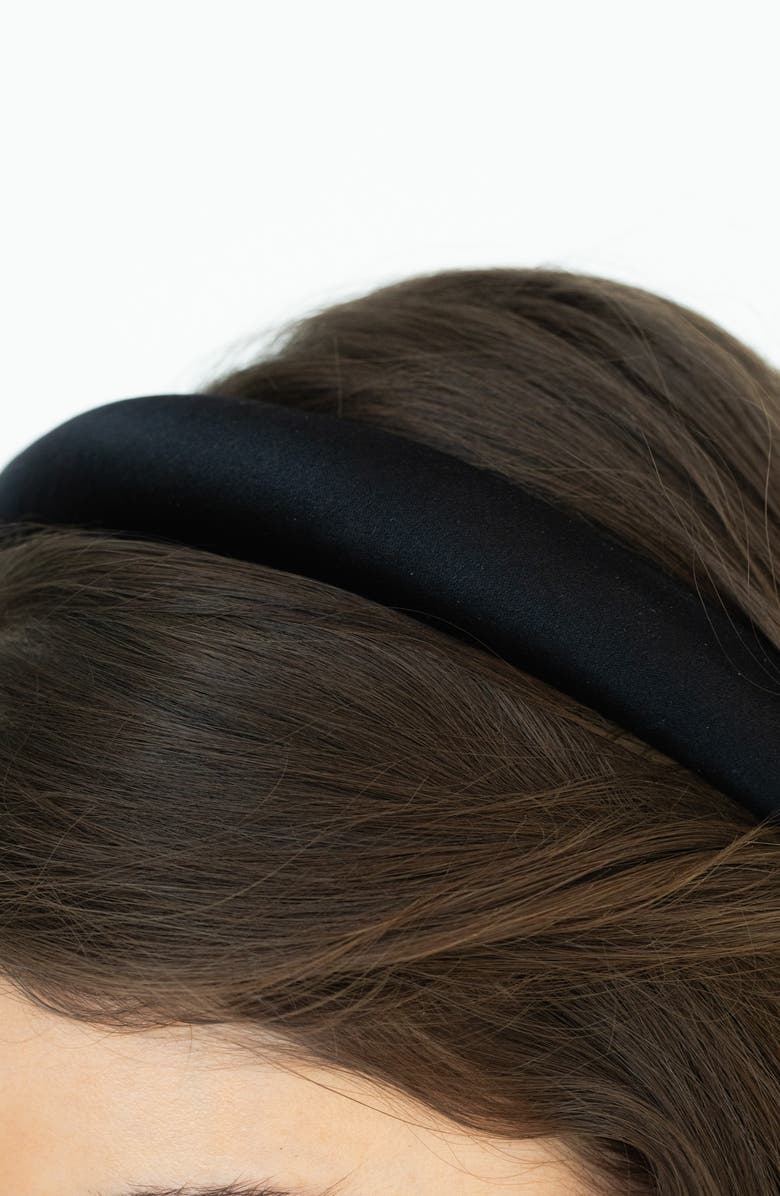 Jennifer Behr Tori Hammered Silk Headband, Alternate, color, Black
