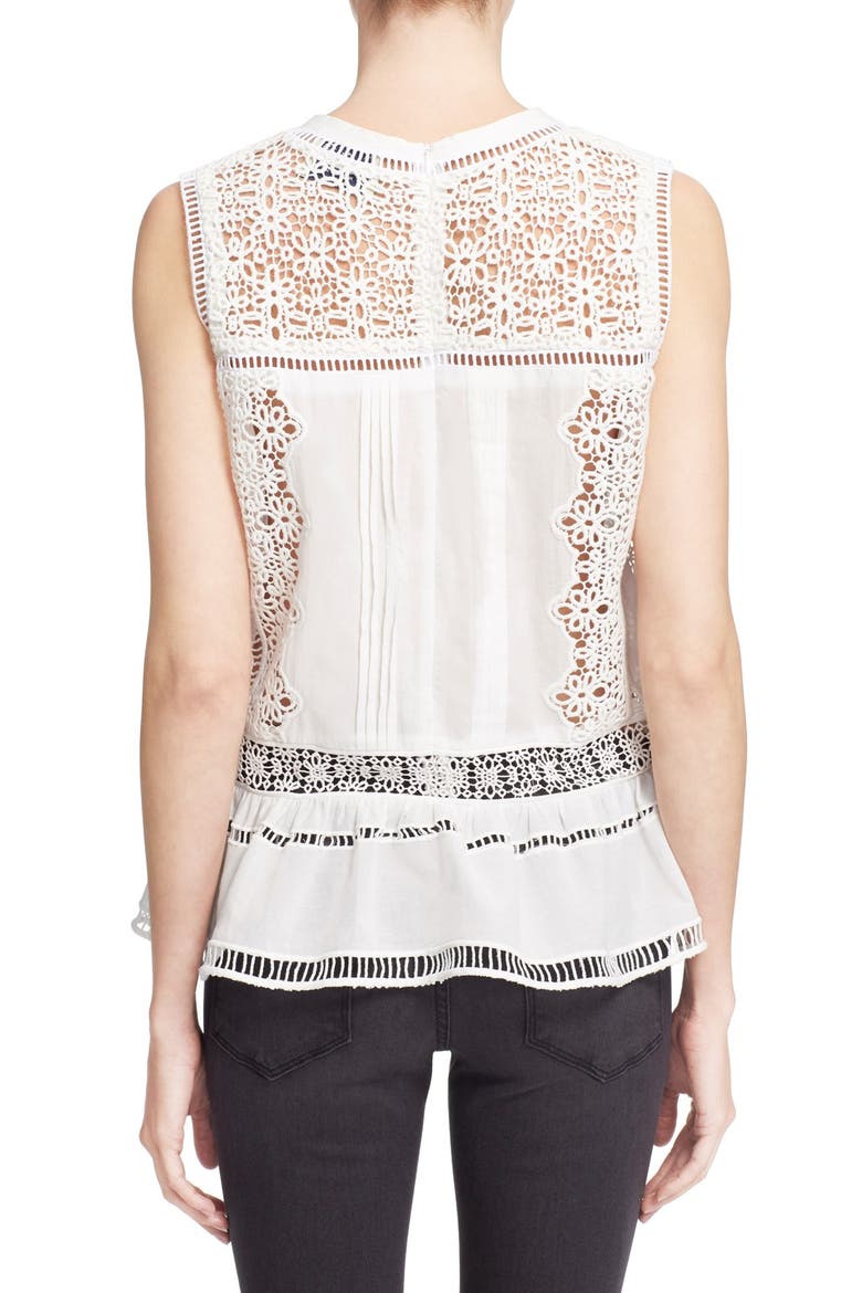 Sea Lace Trim Cotton Peplum Top, Alternate, color, WHITE