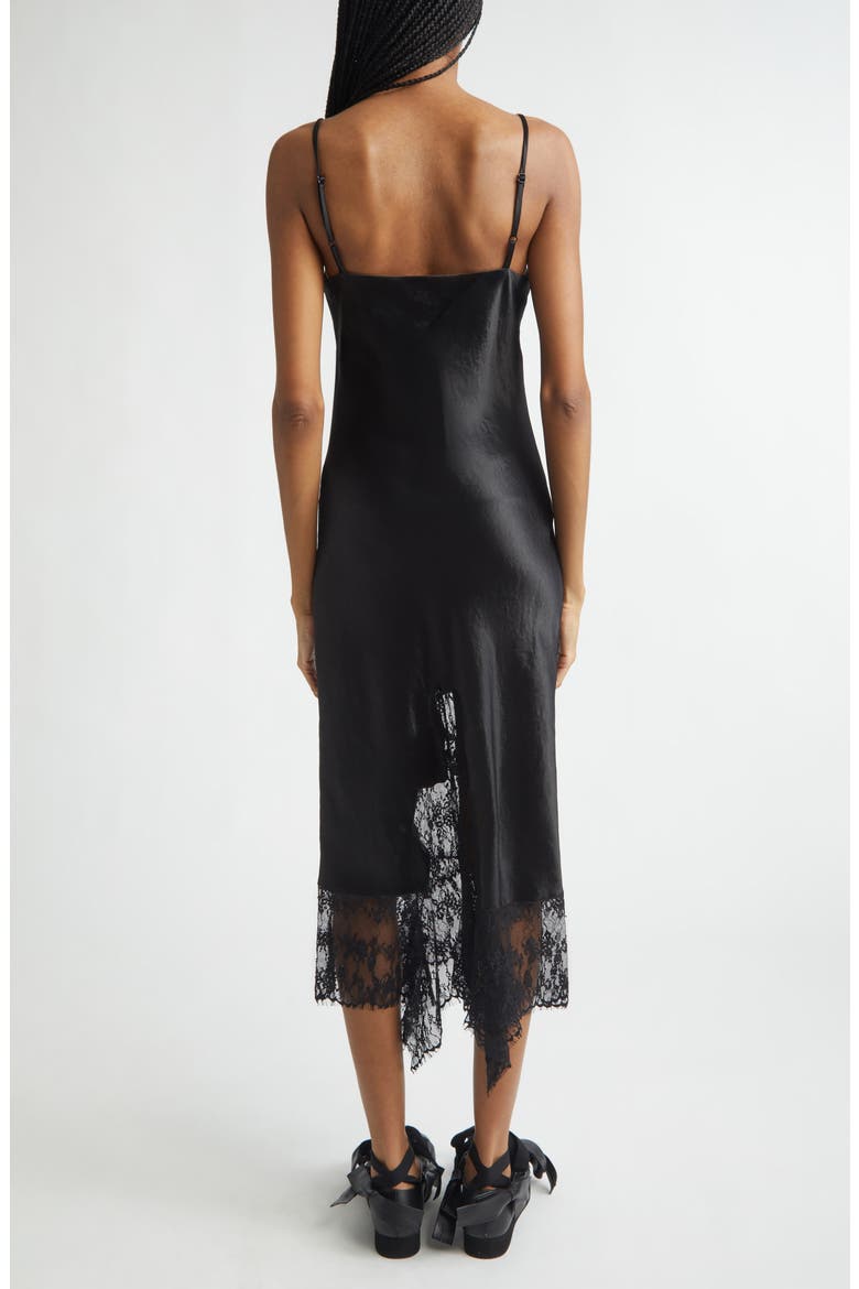 Cypress Painted Daisy Lace Trim Slipdress, Alternate, color, BLACK