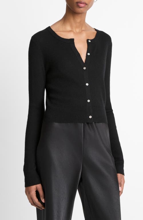 Shop Vince Cashmere & Silk Rib Cardigan In Black