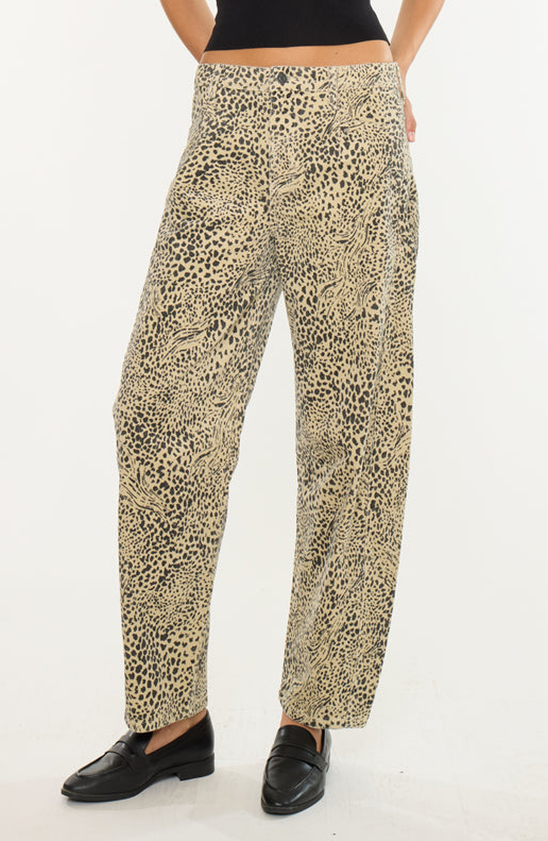 KanCan Lydia Low Slung Barrel Jeans, Main, color, Leopard Print