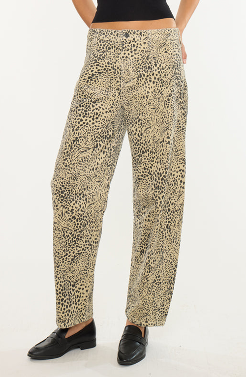 Kancan Lydia Low Slung Barrel Jeans In Animal Print