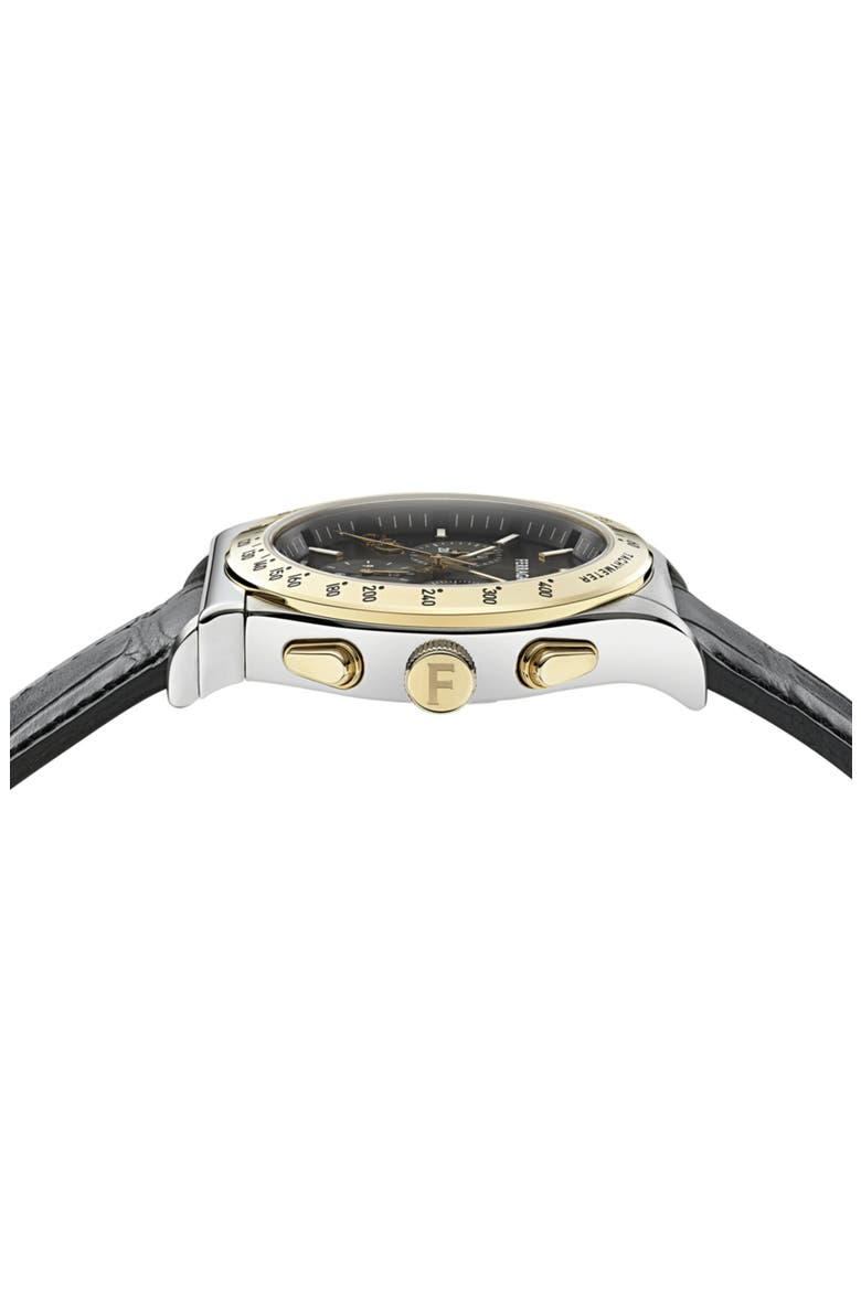 1927 Chronograph Leather Strap Watch, 42mm, Alternate, color, TWO TONE BLACK