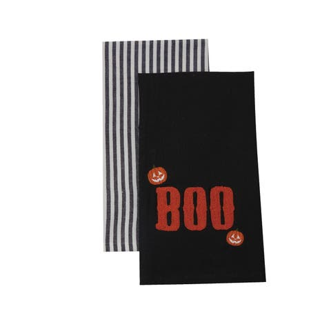 Jack O' Lantern "BOO" Halloween Dishtowel Set of 2