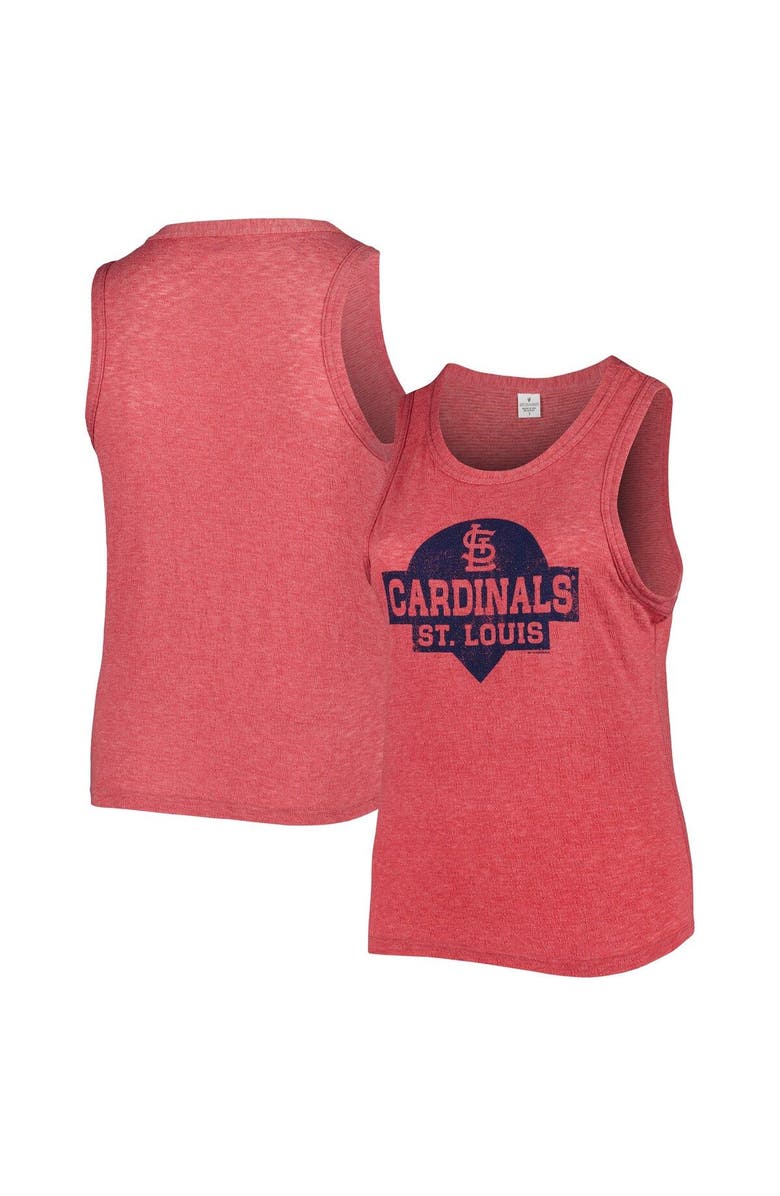 SOFT AS A GRAPE Women's Soft as a Grape Red St. Louis Cardinals Plus Size High Neck Tri-Blend Tank Top, Main, color, Red