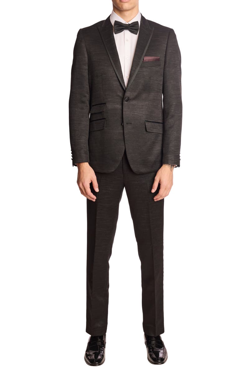 PAISLEY & GRAY Slim Fit Sloane Tuxedo Pants, Alternate, color, Black Jacquard