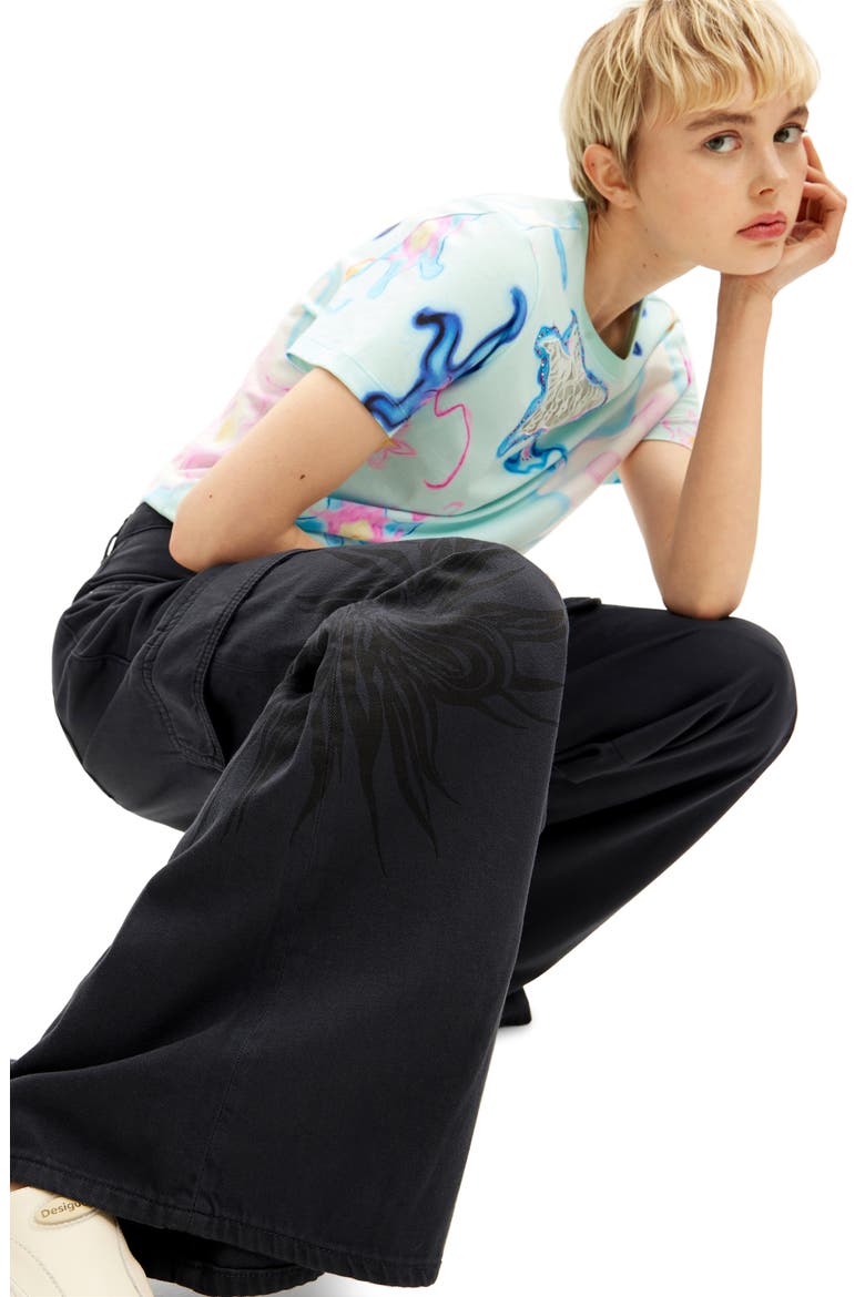 Queens Collina Wide Leg Cargo Pants, Alternate, color, BLACK