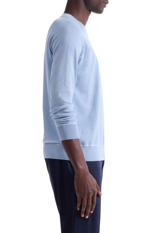 Bugatchi Tipped Cotton Blend Crewneck Sweater In Blue