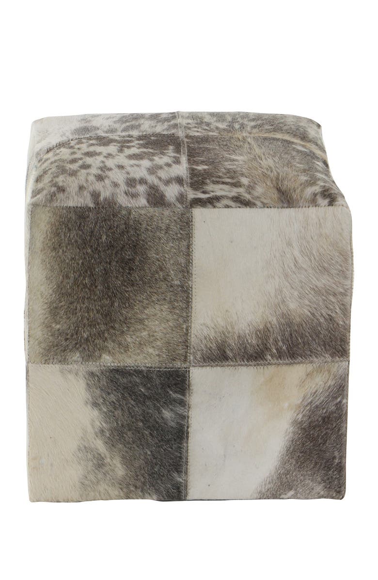 WILLOW ROW Smoke Gray Modern Leather Ottoman, Alternate, color, 