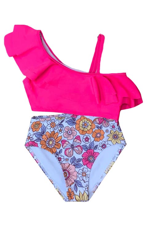 Girls Tropical Bloom One-Shoulder One-Piece Swimsuit (Toddler, Little Kid & Big Kid)