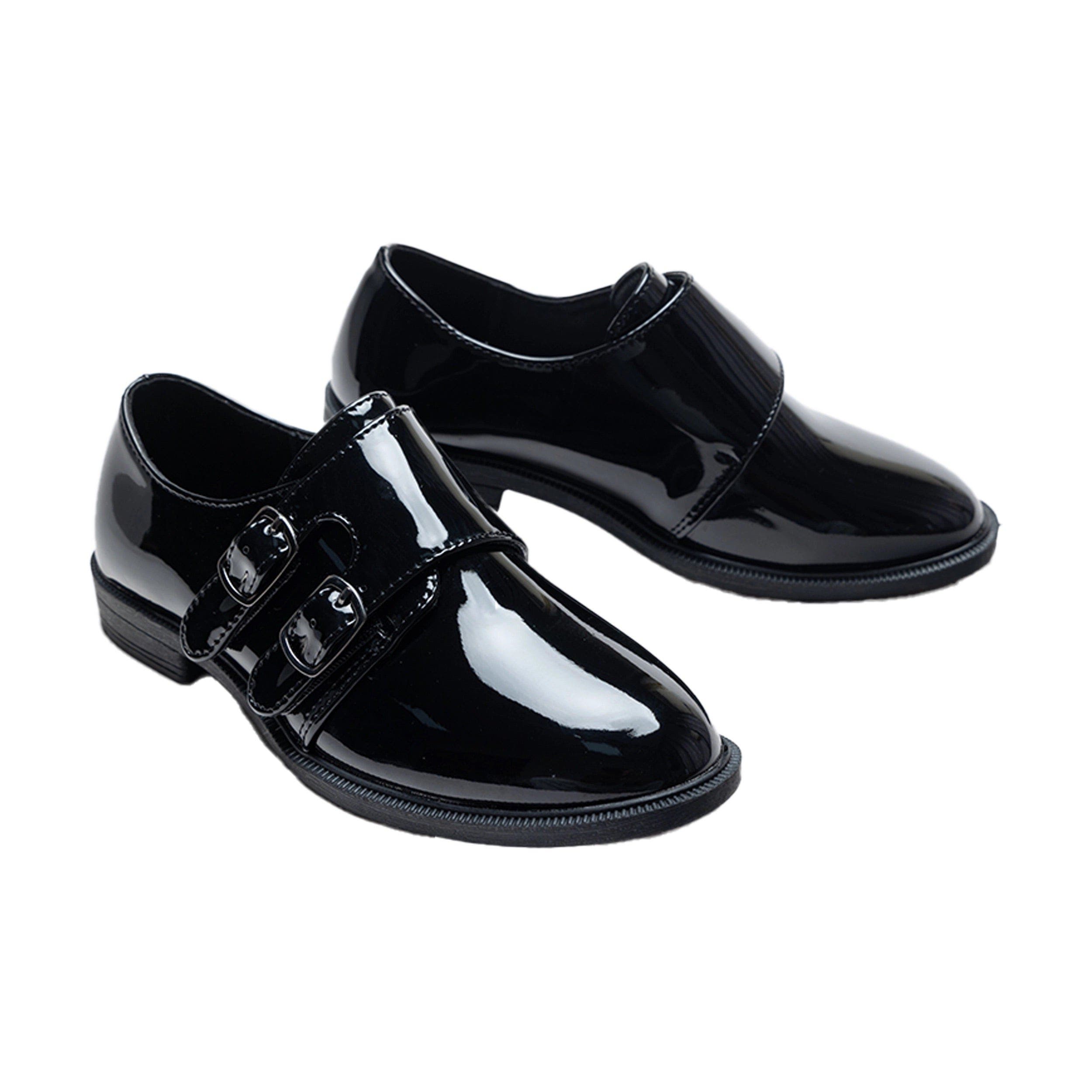 MOUSTACHE Patent Double Monk Strap Dress Shoes, Main, color, Black