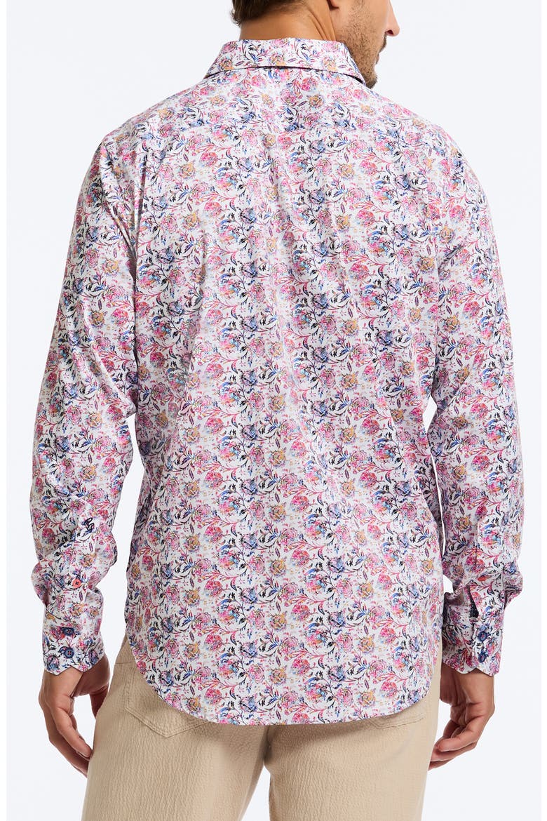 Andaman Floral Stretch Cotton Button-Up Shirt, Alternate, color, PINK MULTI