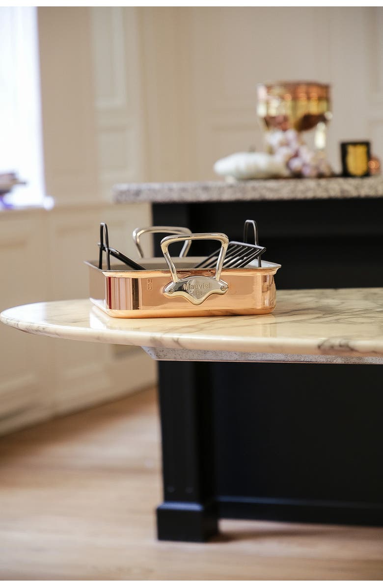 Mauviel M'150s Copper Tri-Ply Roasting Pan with Rack, 15.7 x 11.8-Inch, Alternate, color, Copper