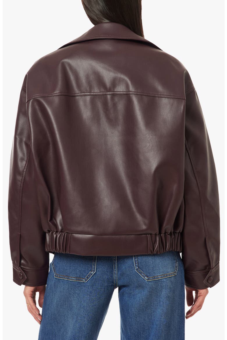 Faux Leather Funnel Neck Jacket, Alternate, color, WINETASTING