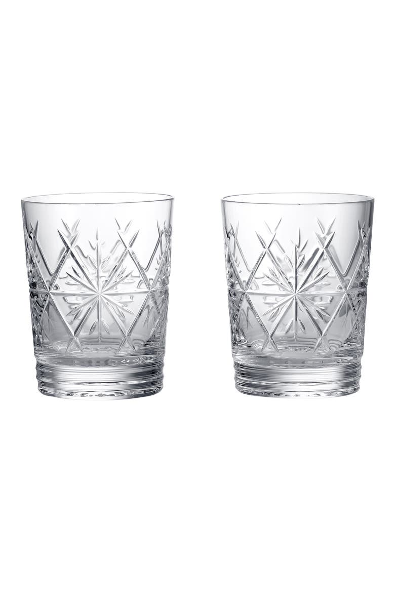Winter Wonders Snowflake Set of 2 Lead Crystal Double Old Fashioned Glasses, Main, color, NO COLOR