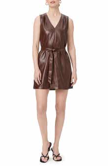 PAIGE Luisa Belted Faux Leather Minidress