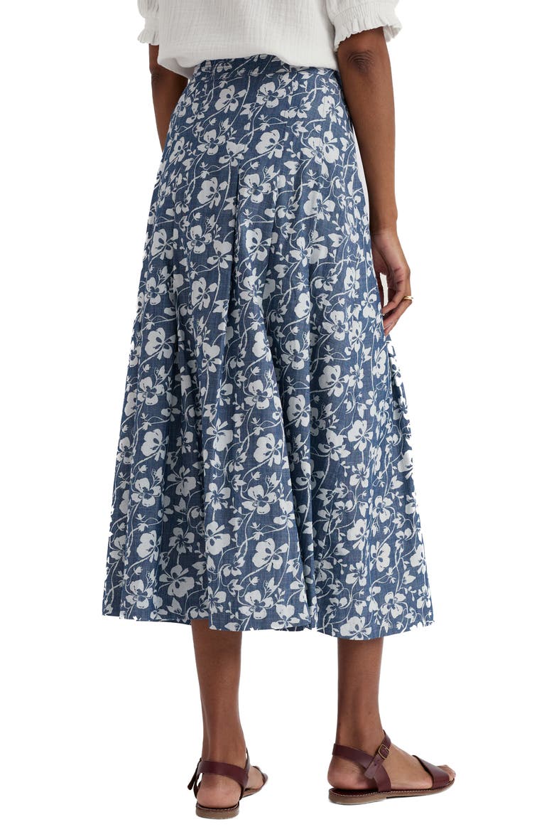 Jamboree Organic Cotton Chambray Midi Skirt, Alternate, color, MALLOW VINE INDIGO