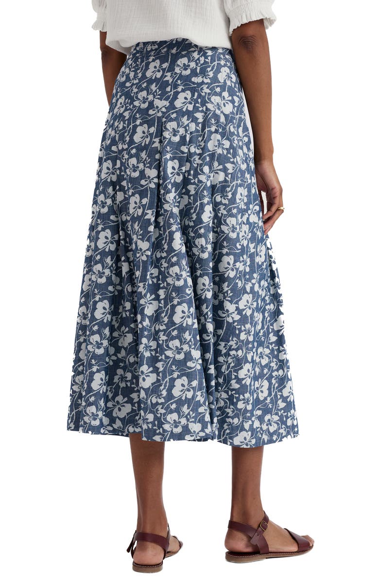 Seasalt Cornwall Jamboree Organic Cotton Chambray Midi Skirt, Alternate, color, Mallow Vine Indigo