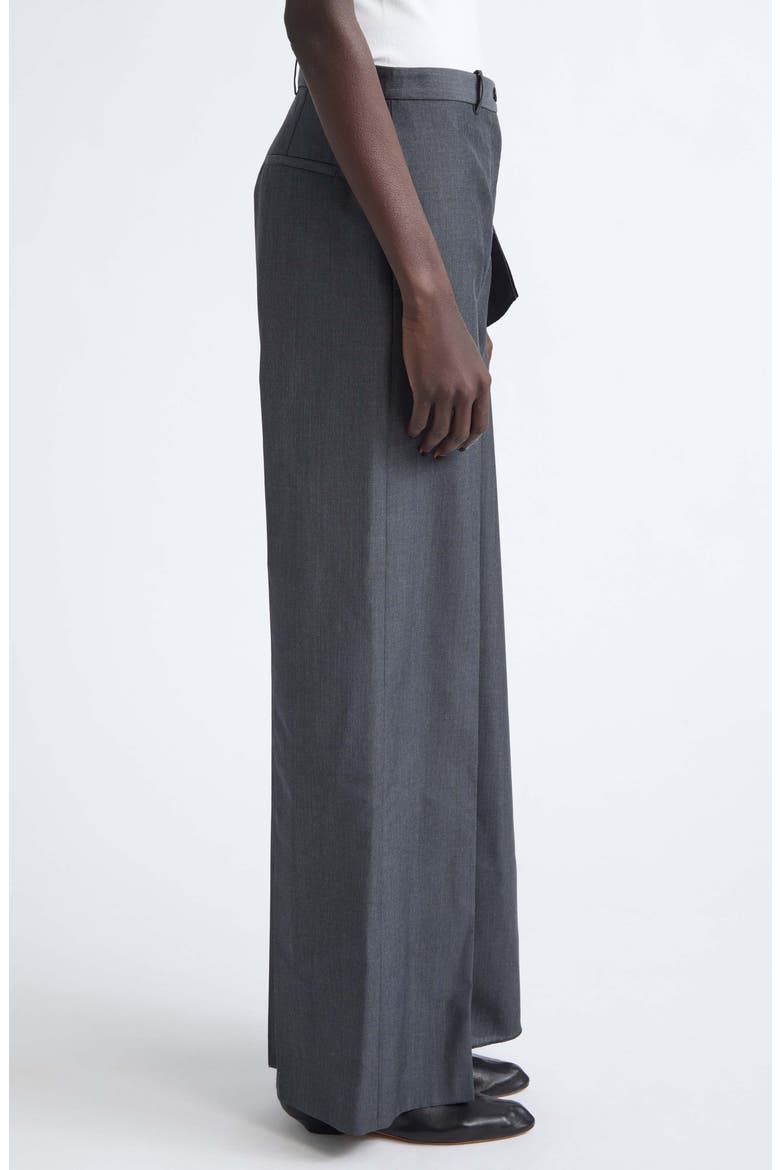 Low Waist Side Panel Wool & Mohair Wide Leg Trousers, Alternate, color, FOG