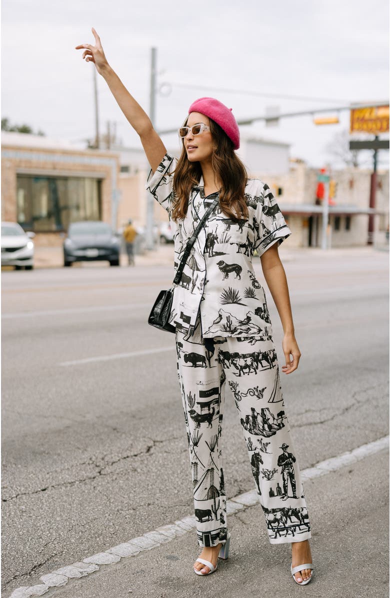 Katie Kime Marfa Toile Pants Set, Alternate, color, White