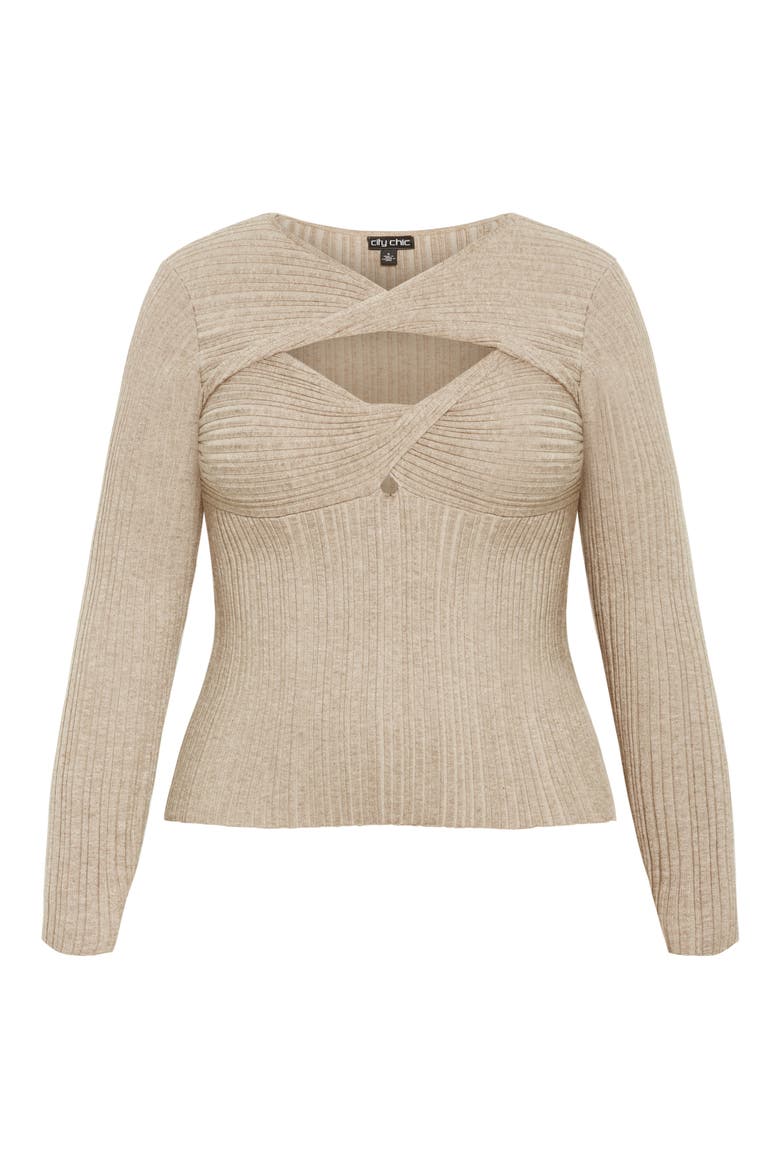 Tessa Cutout Rib Sweater, Alternate, color, CREAM MARLE
