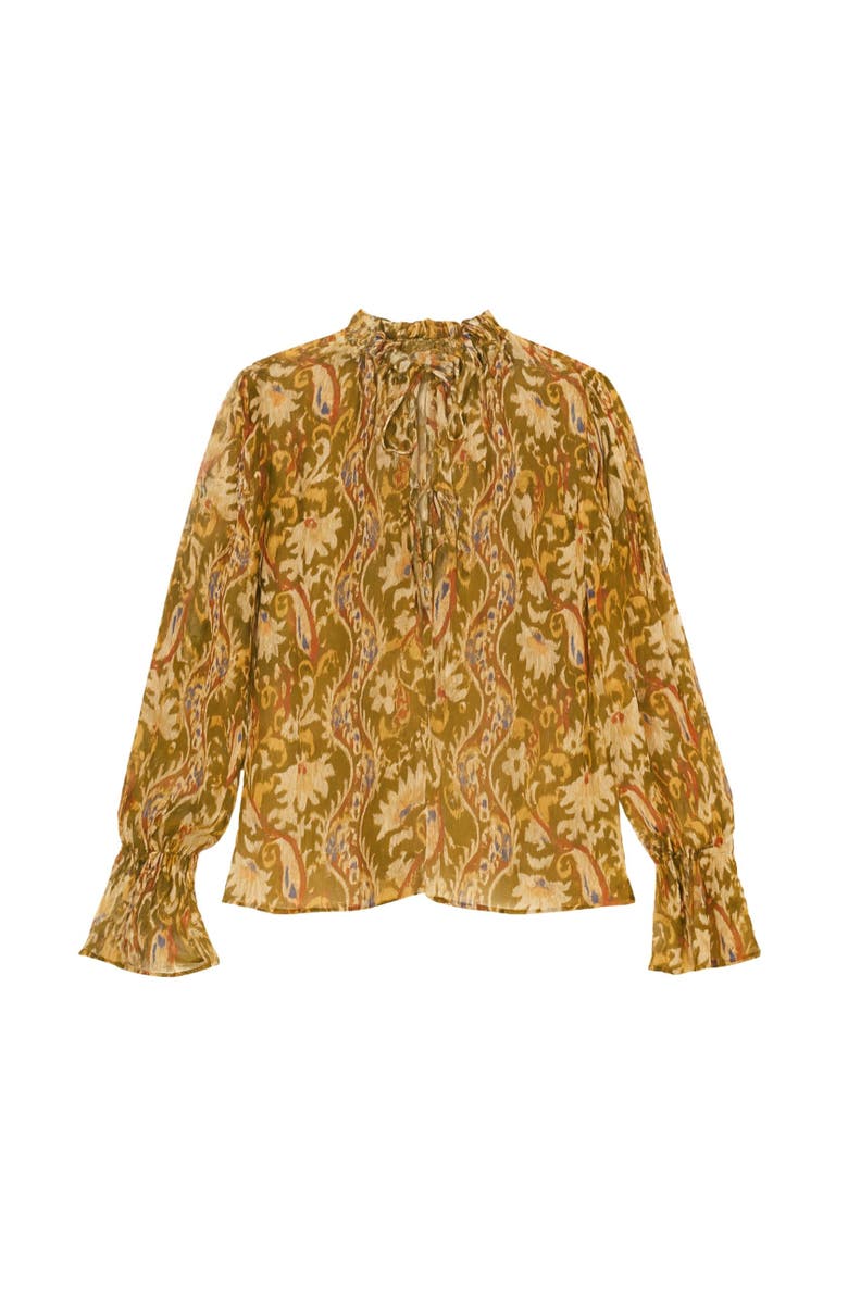 Rebecca Taylor Isha Printed Blouse, Alternate, color, Pesto Combo