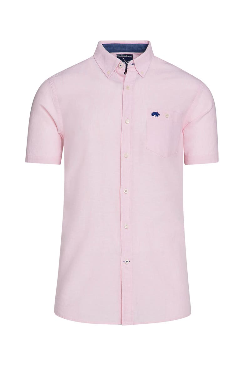 Short Sleeve Linen Blend Shirt, Alternate, color, Pink