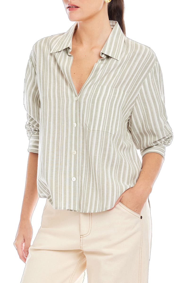 FIFTEEN TWENTY Leighton Ruched Sleeve Shirt, Alternate, color, Sage