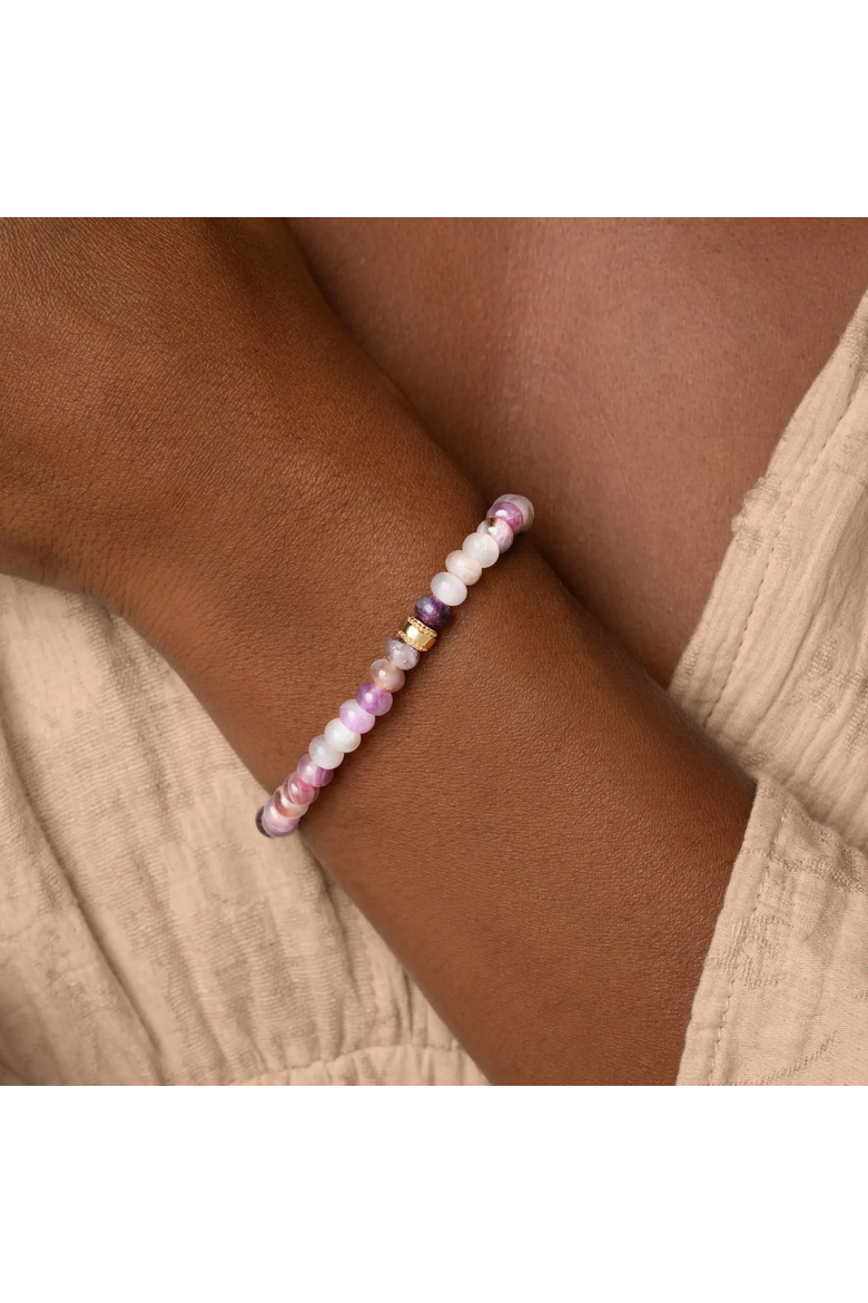 Amethyst Gold Plated Women's Beaded Bracelet - Calm Spirit, Alternate, color, Purple/Gold