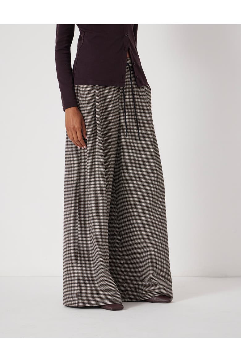 Check Wide Leg Jersey Pants, Alternate, color, Brown Check