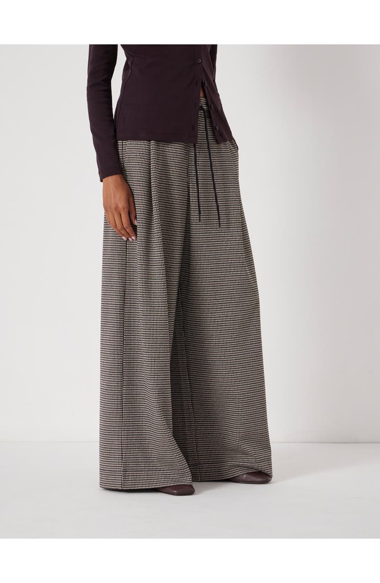 Hush Check Wide Leg Jersey Pants, Alternate, color, Brown Check