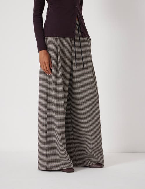 Hush Check Wide Leg Jersey Pants In Gray