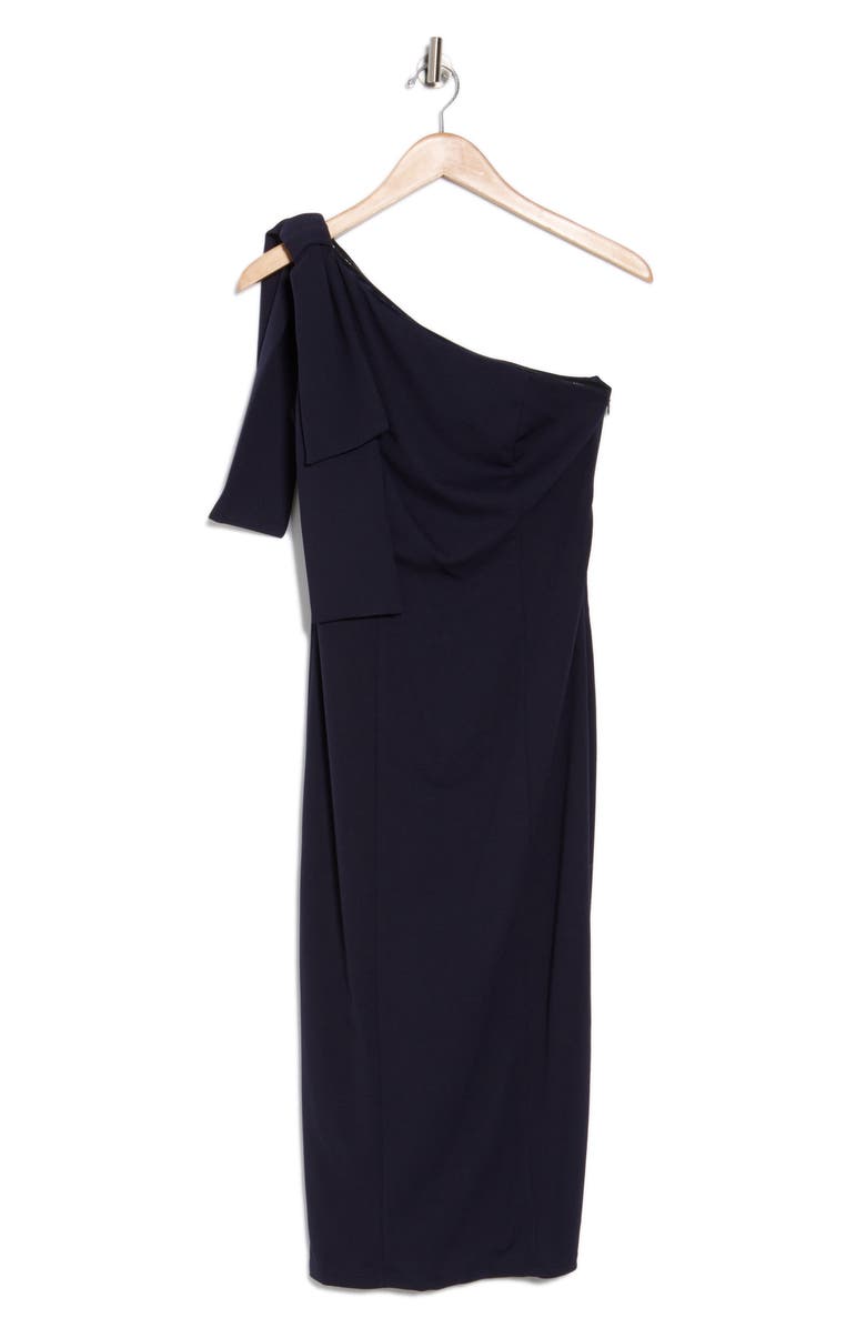 Marina One-Shoulder Bow Crepe Midi Dress, Alternate, color, 