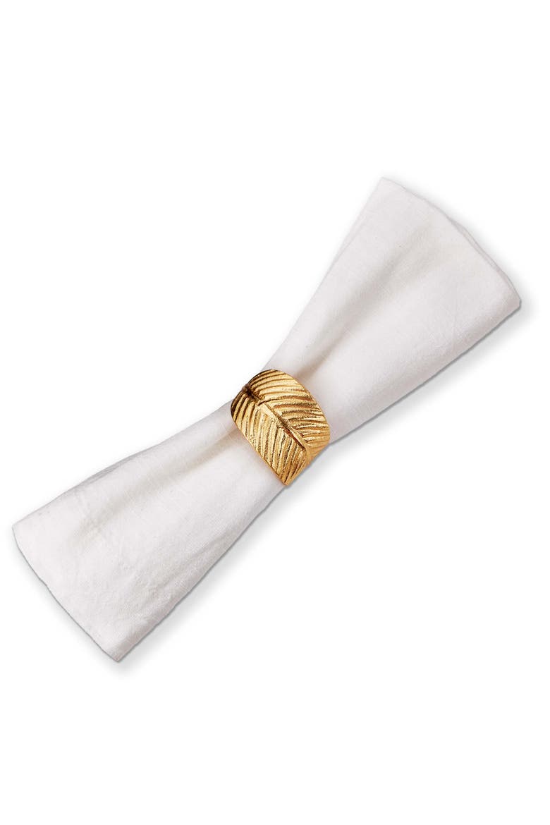 Leaf Napkin Ring Brass Gold Aluminum for Thanksgiving Decor, Main, color, Gold
