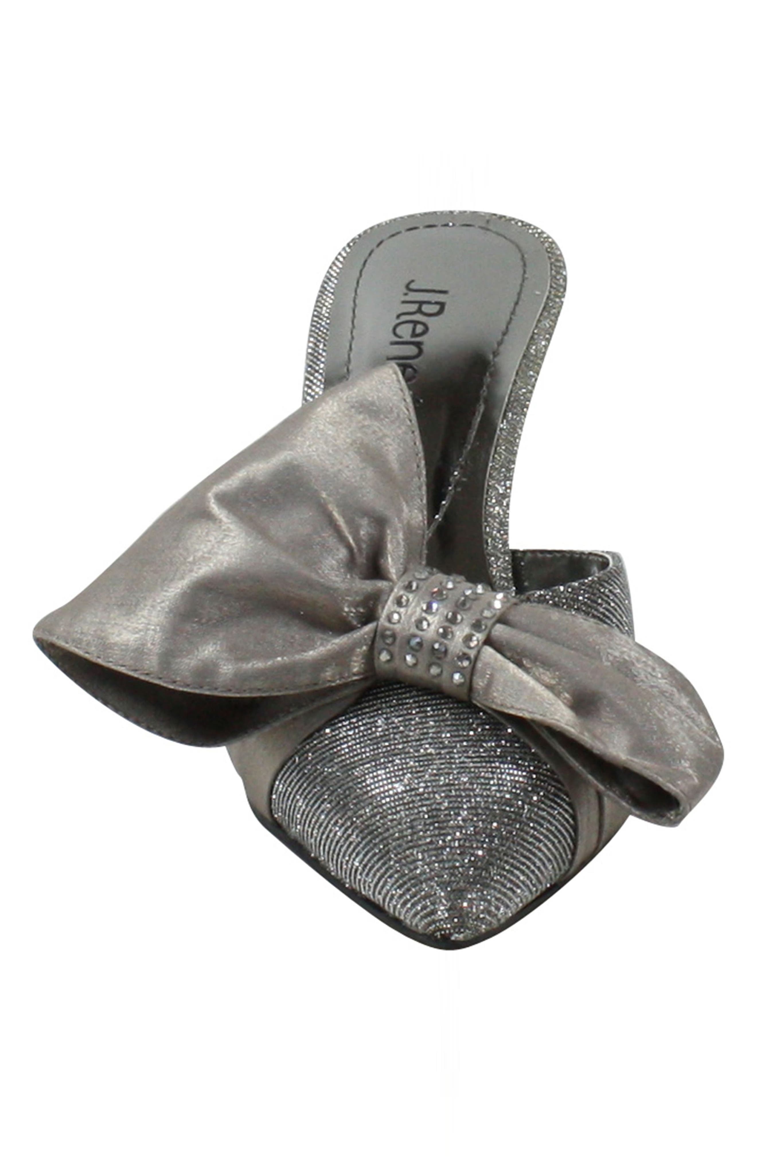Elonna Bow Pointed Toe Mule, Alternate, color, PEWTER GLITTER