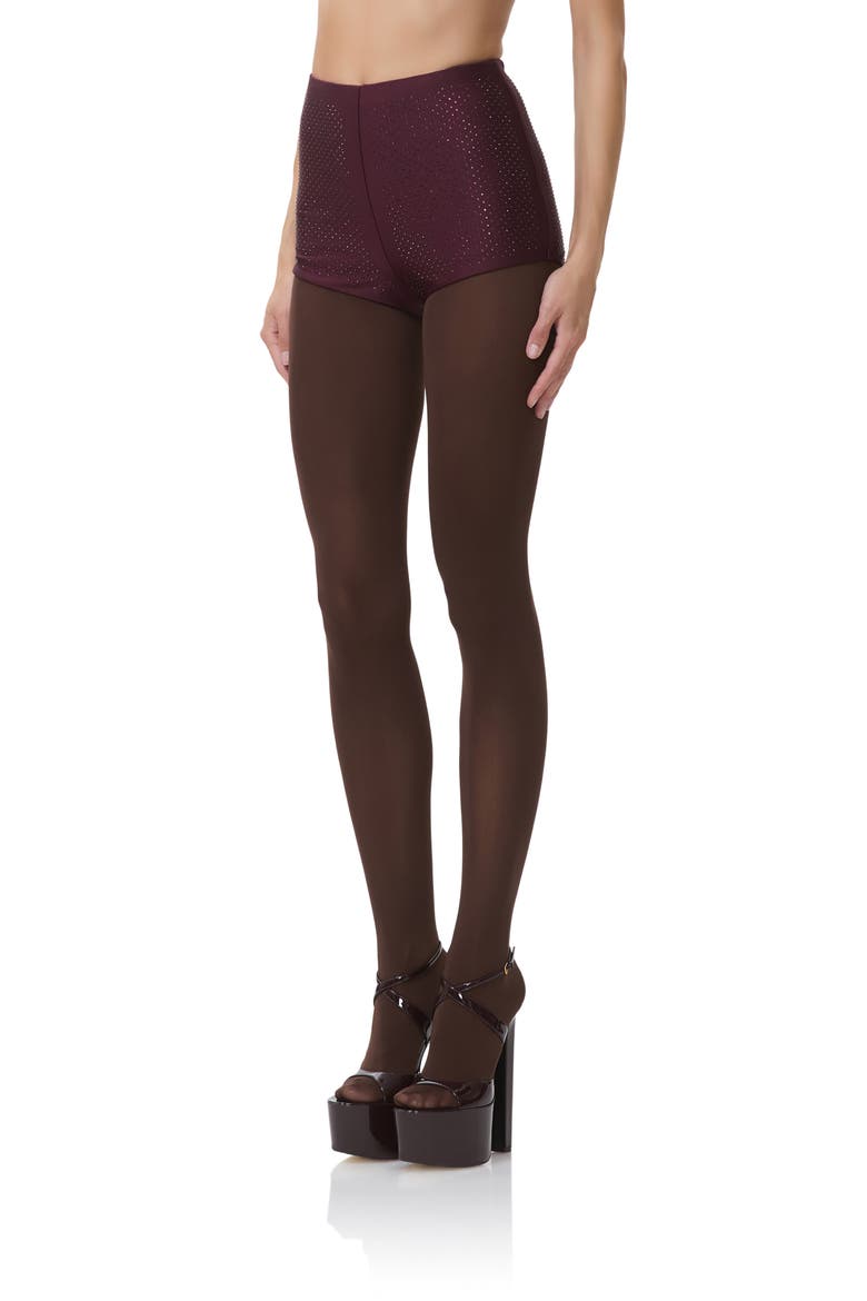 Yves Rhinestone Jersey Shorts, Alternate, color, VINEYARD