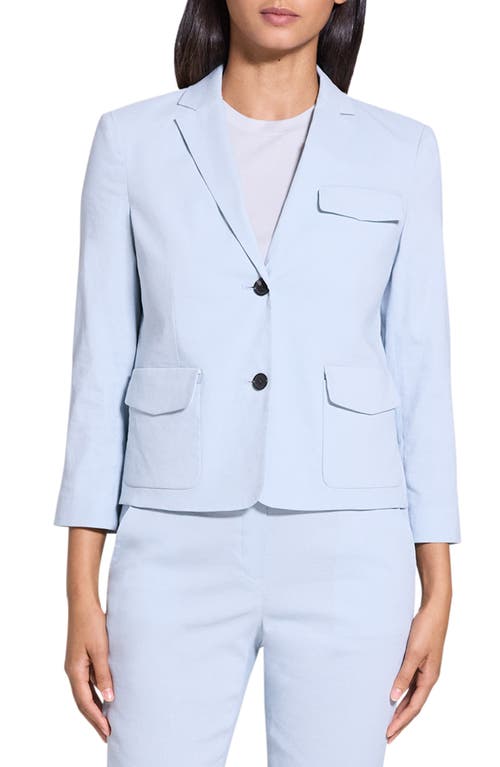 Theory Shrunken Crunch Linen Jacket In Pearl Blue