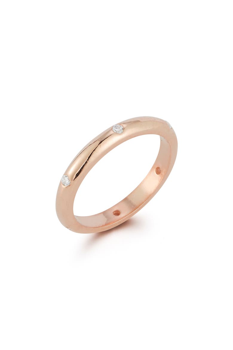 Cubic Zirconia Band Ring, Alternate, color, ROSE GOLD