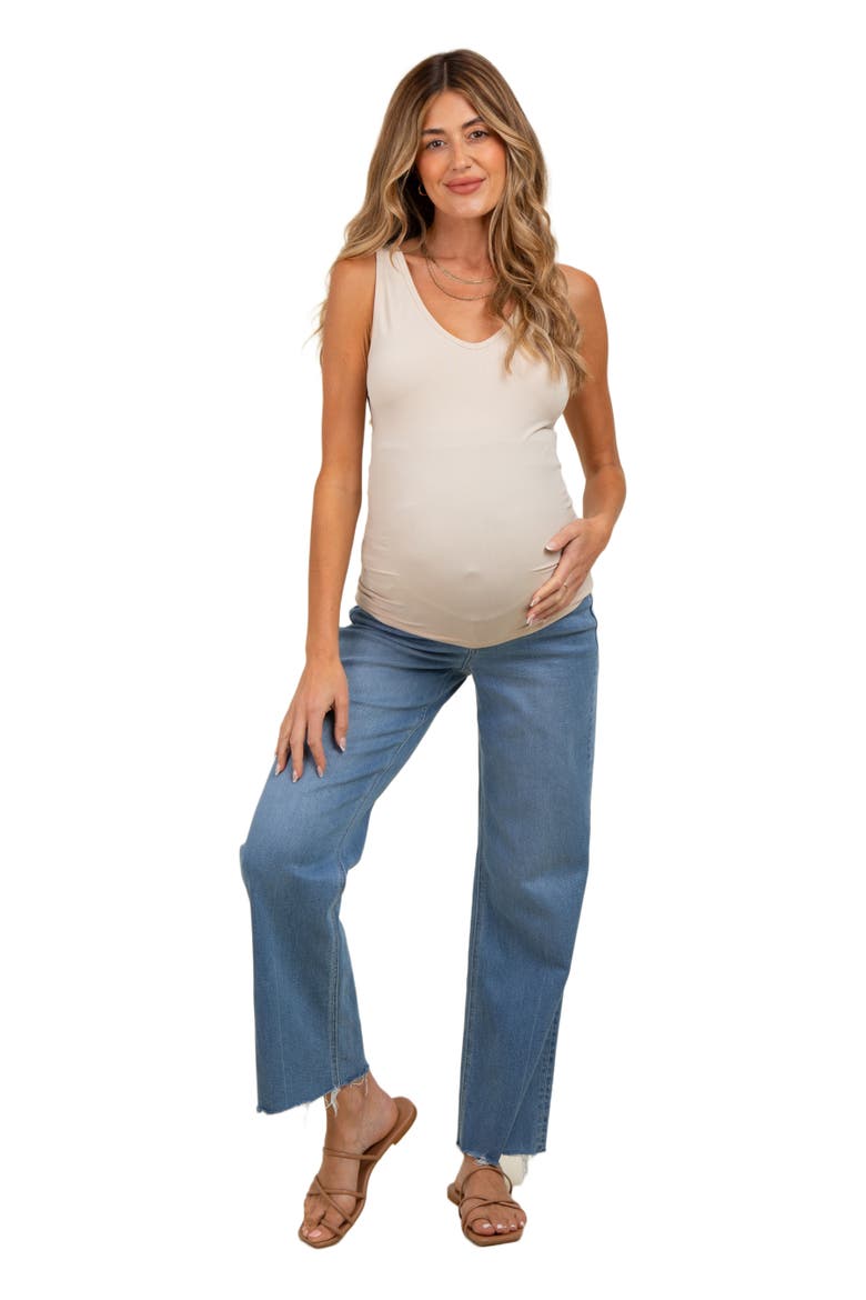 Raw Hem Ankle Slim Wide Leg Maternity Jeans, Alternate, color, Blue