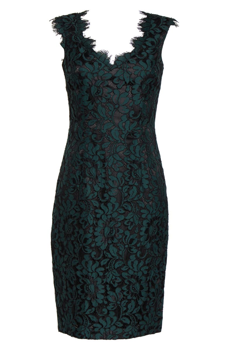 Eliza J Floral Lace V-Neck Sheath Dress, Alternate, color, 