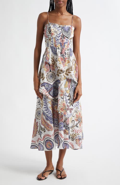 Farm Rio Boho Glam Floral Sundress In Boho Glam Off-white