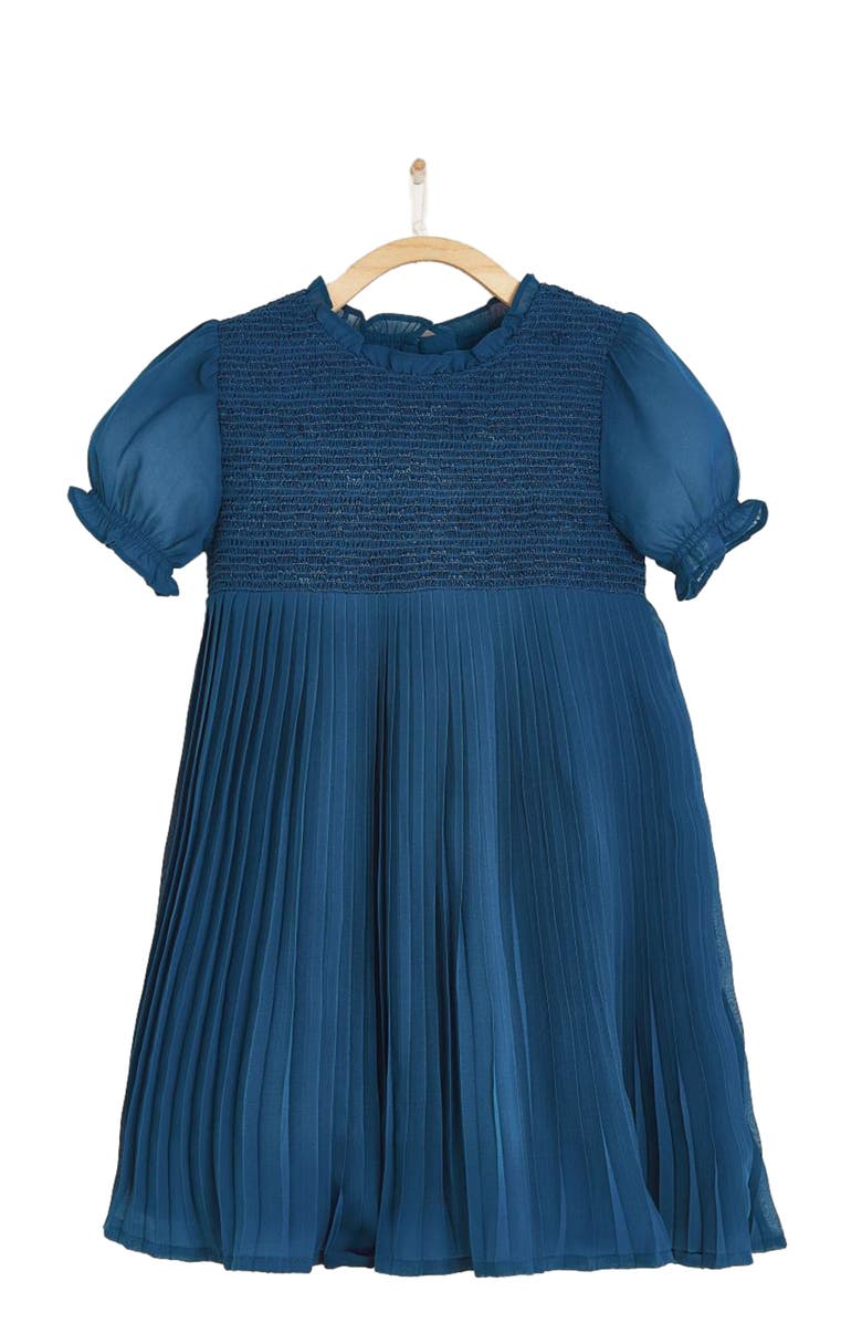 Babycottons Premium Cotton Meryl Pleated Dress For Infant, Main, color, Navy