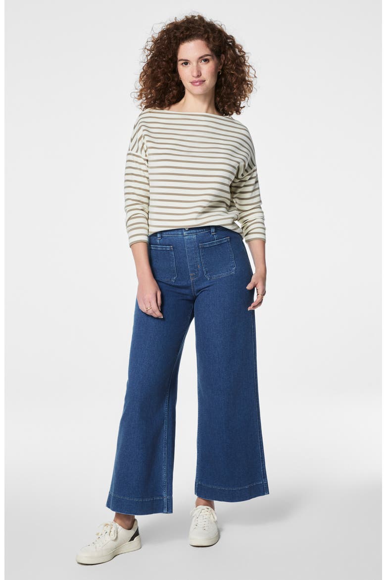 AirEssentials Stripe Boatneck Top, Alternate, color, PORCELAIN FAWN