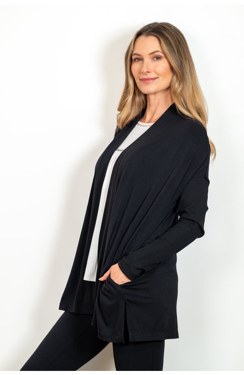 JJwinks BFF Open Front Lightweight Pocketed Cardigan, Alternate, color, Black