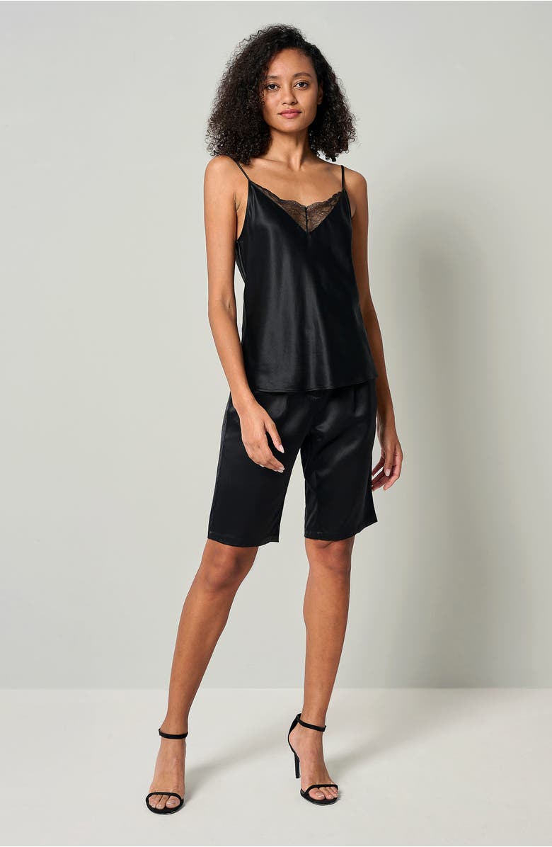 Lilysilk V Neck Lace Silk Camisole, Alternate, color, Black