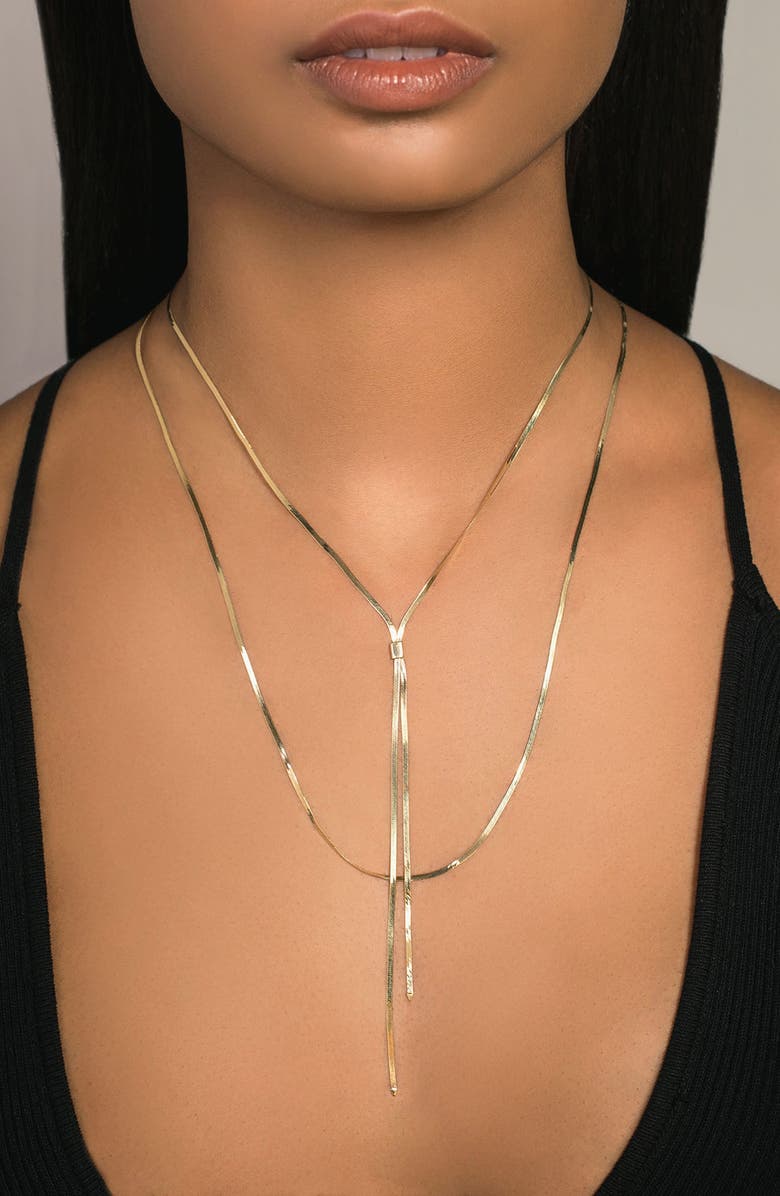 LANA Jewelry Blake Liquid Gold Lariat Necklace, Alternate, color, Yellow Gold